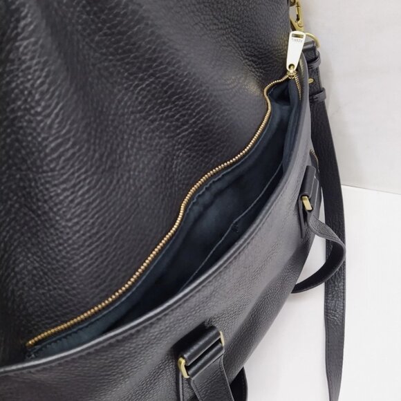 Fossil Preston Pebbled Leather Foldover Expandable Satchel Crossbody Bag (NWOT) - Picture 12 of 15